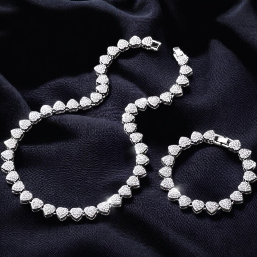 COPY - Elegant Silver Heart Jewelry Set